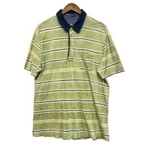 Tommy Bahama Relax Island‎ Modern Fit Mens Sz XL Green Striped Cotton Polo Shirt